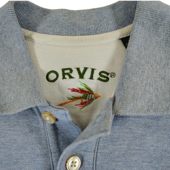 ORVIS - Men's Fishing Polo - Blue - Heavyweight Cotton - Outdoors- Size XL - Picture 3 of 8